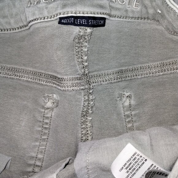 American Eagle Distressed Next Level Pale Olive Green Jeans Size 12 - Picture 3 of 4